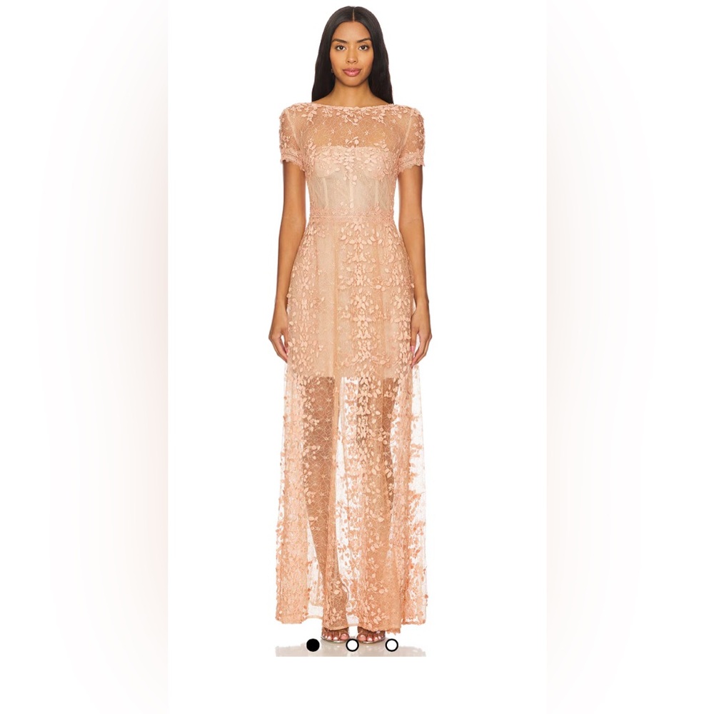 Bronx and Banco Megan Cap Sleeve Gown in Beige